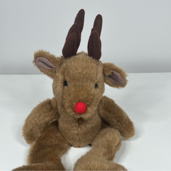 VTG Wang's International Reindeer Long Legs Plush 15" Decor Christmas Red Nose - Picture 2 of 12